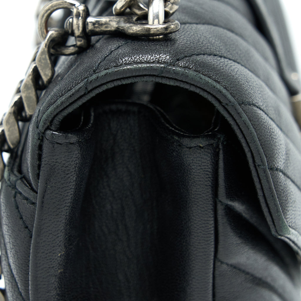 SAINT LAURENT/YSL QUILTED MEDIUM COLLEGE BAG LAMBSKIN BLACK RUTHENIUM HARDWARE