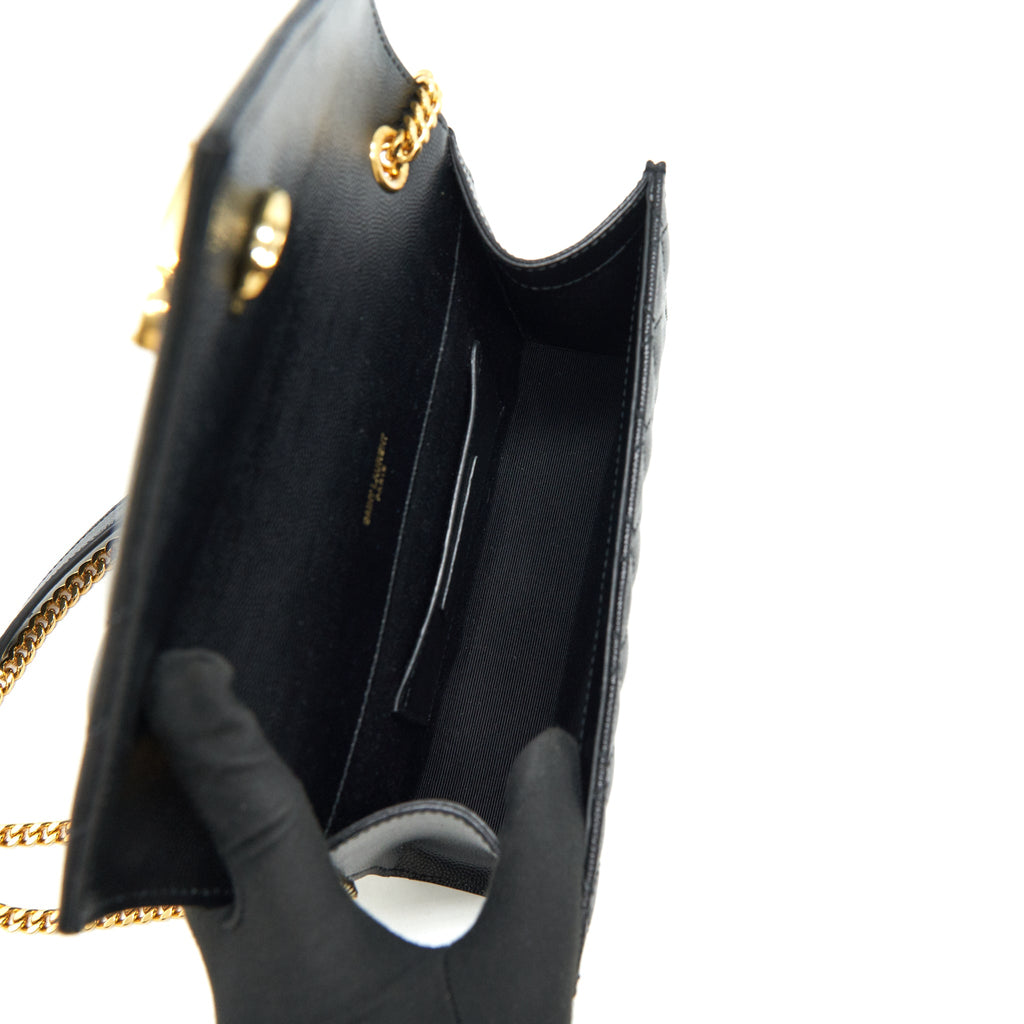 LAURENT SMALL ENVELOPE CROSSBODY BAG BLACK WITH GHW