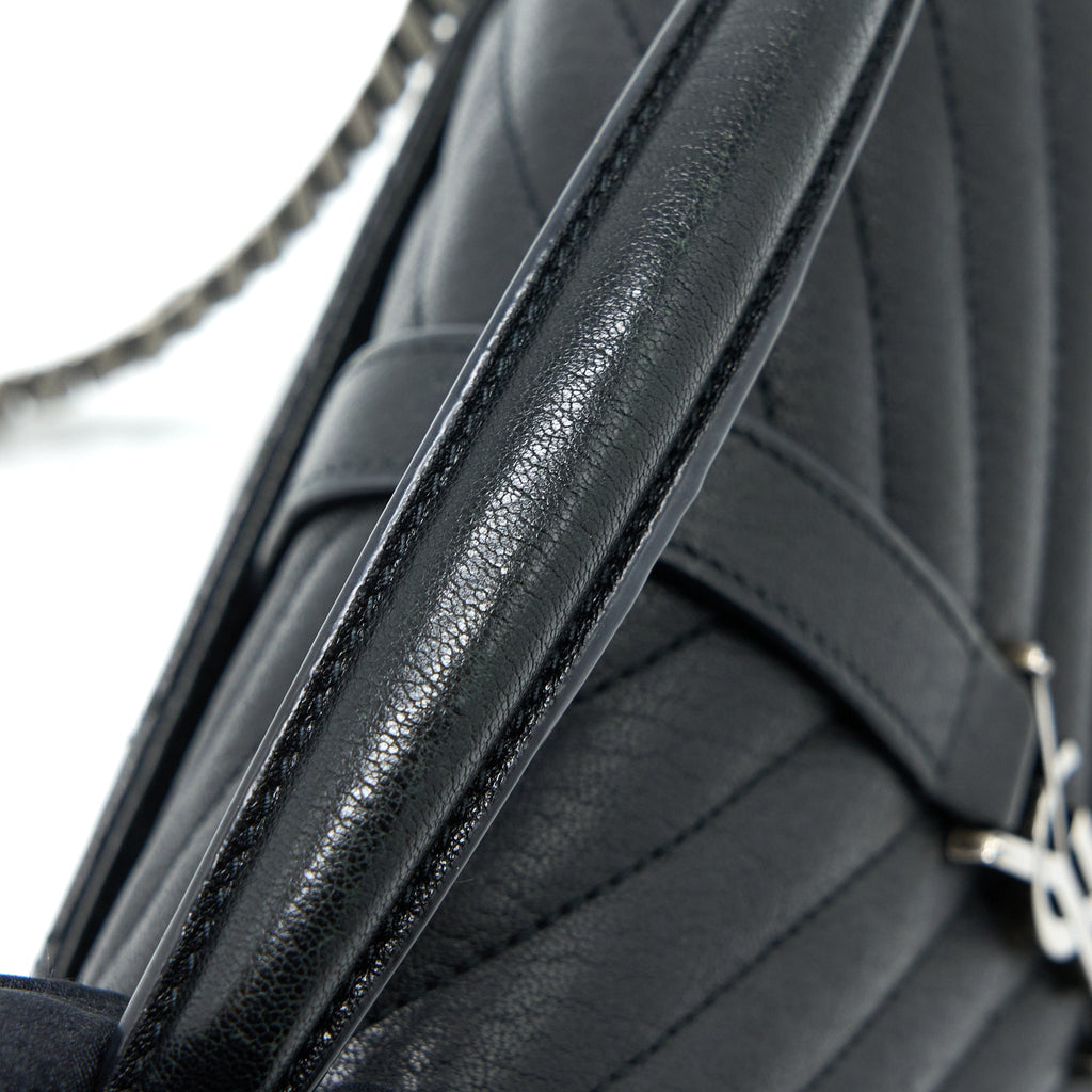 SAINT LAURENT/YSL QUILTED MEDIUM COLLEGE BAG LAMBSKIN BLACK RUTHENIUM HARDWARE