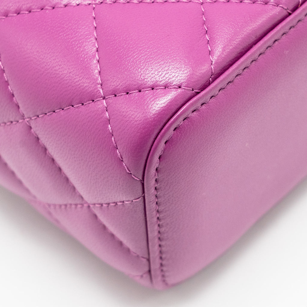 CHANEL PEARL CRUSH MINI VANITY WITH CHAIN LAMBSKIN PURPLE GHW