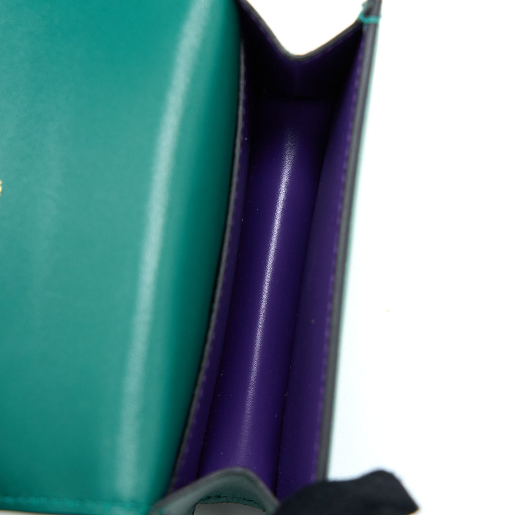 BVLGARI SERPENTI FOREVER CARDHOLDER NECKLACE CALFSKIN GREEN