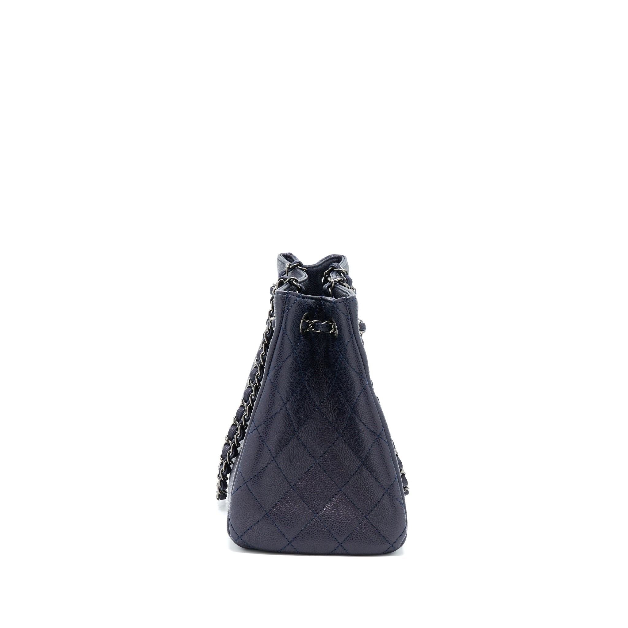 CHANEL TOTE BAG CAVIAR NAVY RUTHENIUM HARDWARE