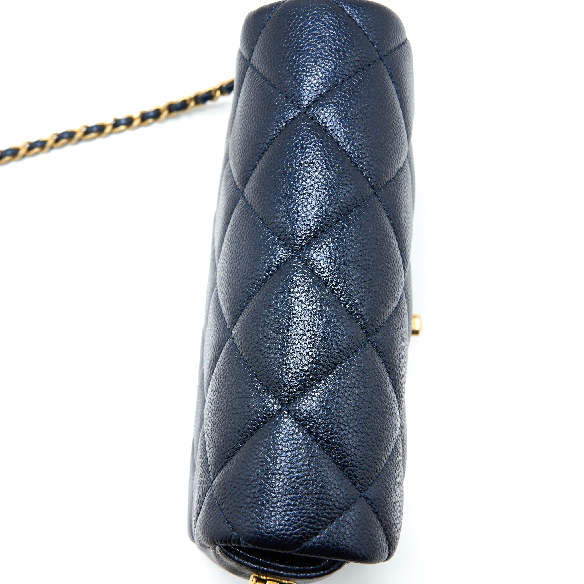 CHANEL 21K MY PERFECT MINI FLAP BAG CAVIAR BLACK BRUSHED GHW (MICROCHIP)