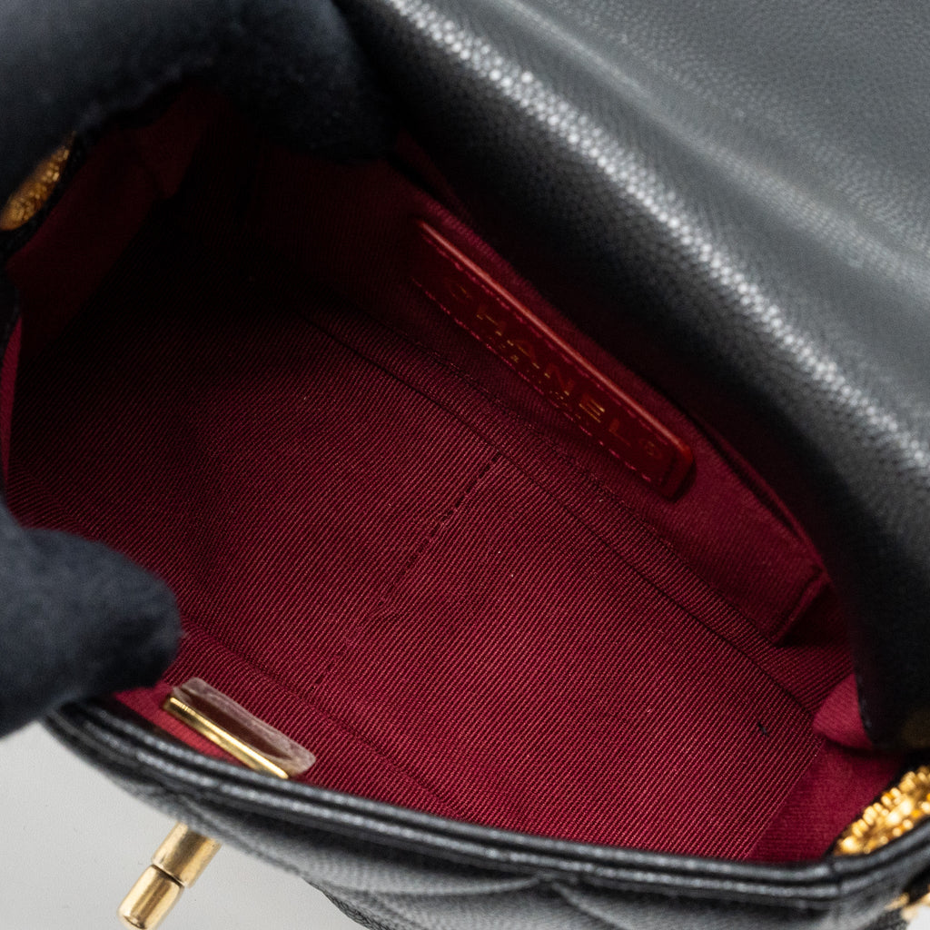 CHANEL MINI TWIST YOUR BUTTON SQUARE FLAP BAG CAVIAR BLACK GHW