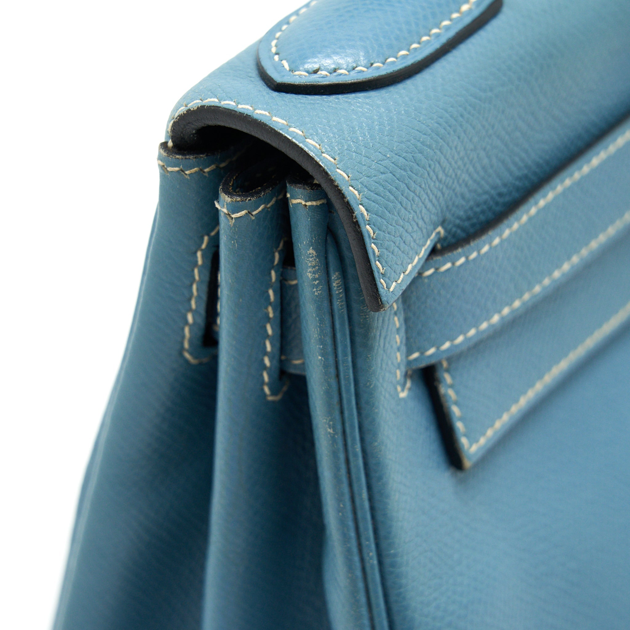 HERMES VINTAGE KELLY 28 BLUE JEAN EPSOM IN SHW