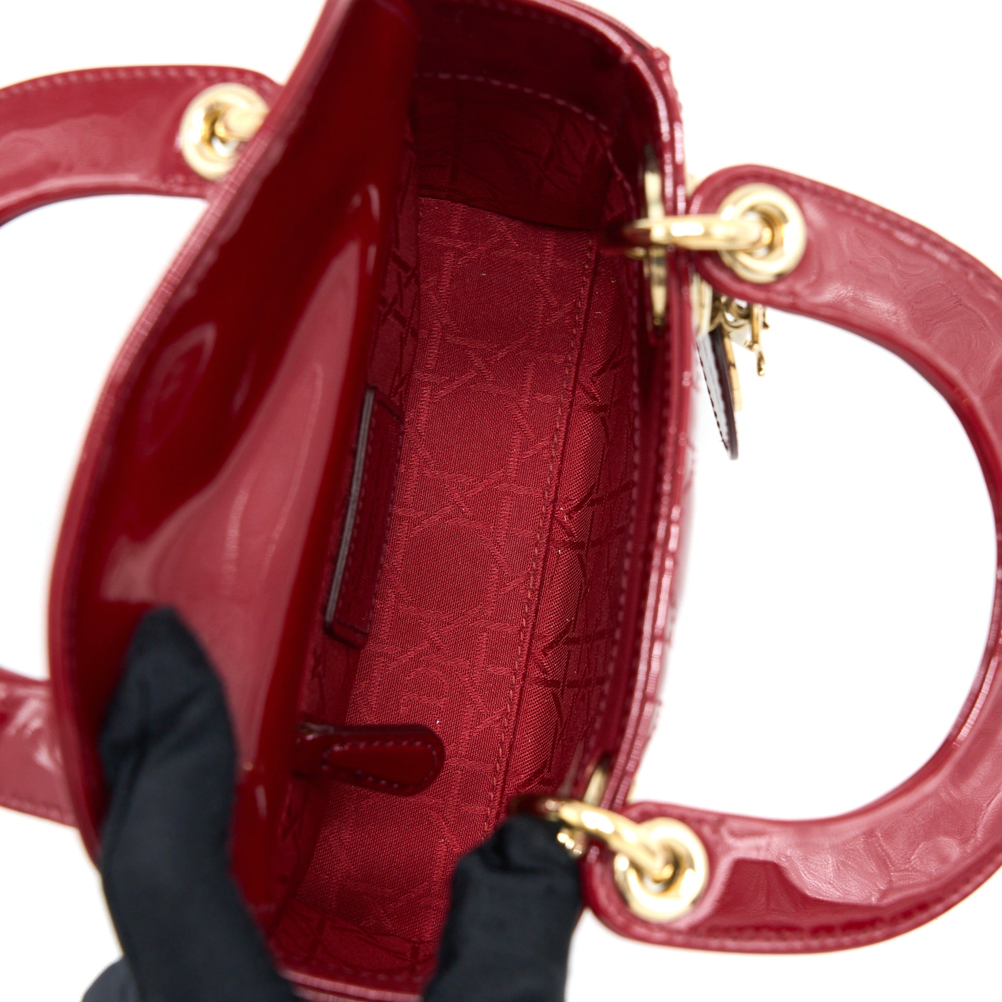 DIOR MINI LADY DIOR PATENT RED GHW