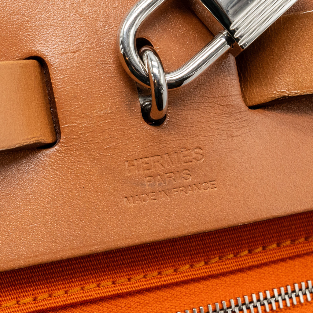 HERMES HERBAG 31 ZIP BAG CANVAS/HUNTER ORANGE SHW