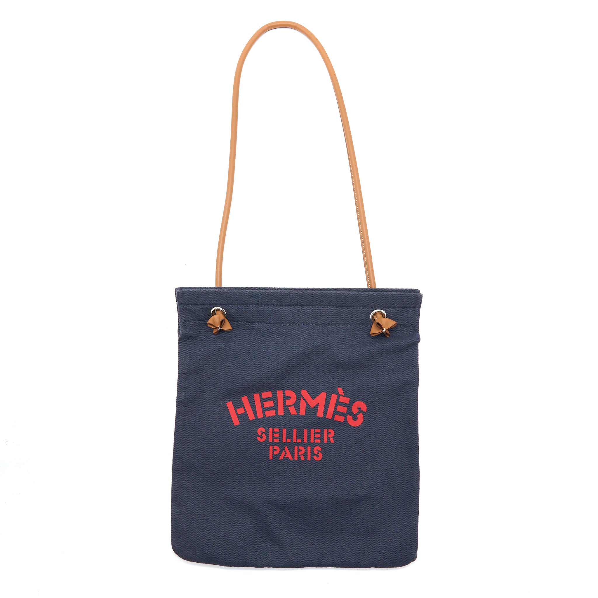 HERMES ALINE GROOMING BAG CANVAS/LEATHER NAVY/RED SHW