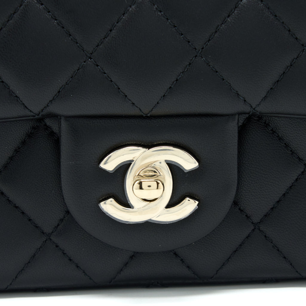 CHANEL 23C PEARL CRUSH MINI RECTANGULAR LAMBSKIN BLACK LGHW (MICROCHIP)