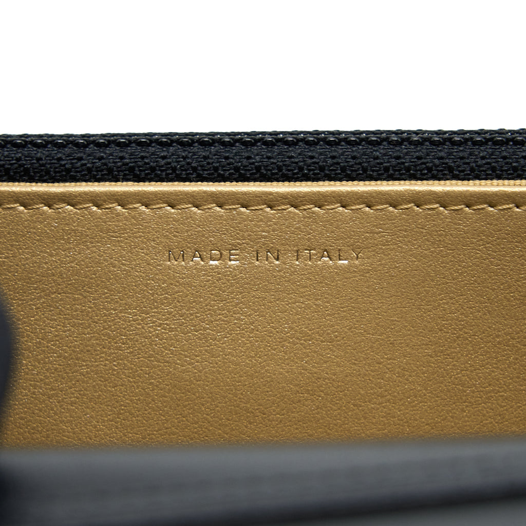 CHANEL PEARL CRUSH WALLET ON CHAIN LAMBSKIN BLACK BRUSHED GHW (MICROCHIP)