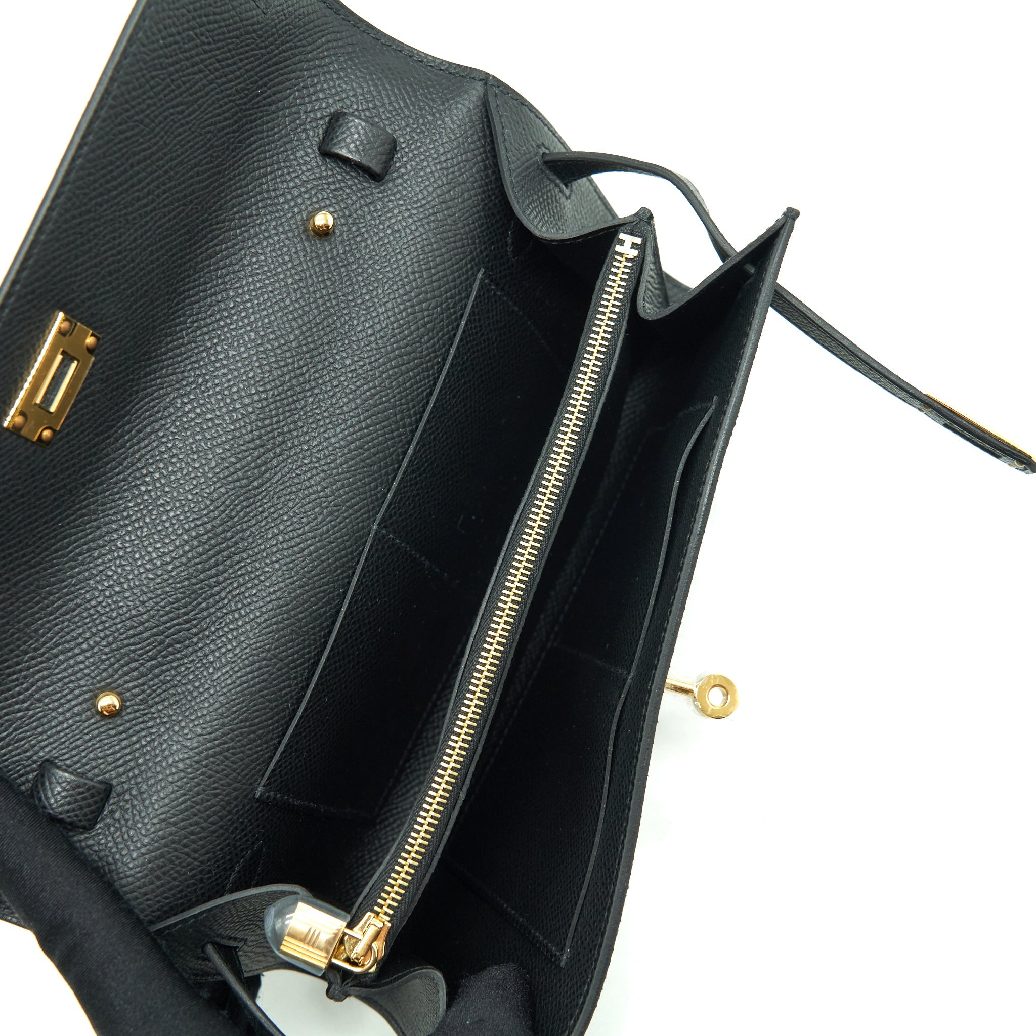 HERMES KELLY CLASSIQUE TO GO WALLET EPSOM BLACK GHW