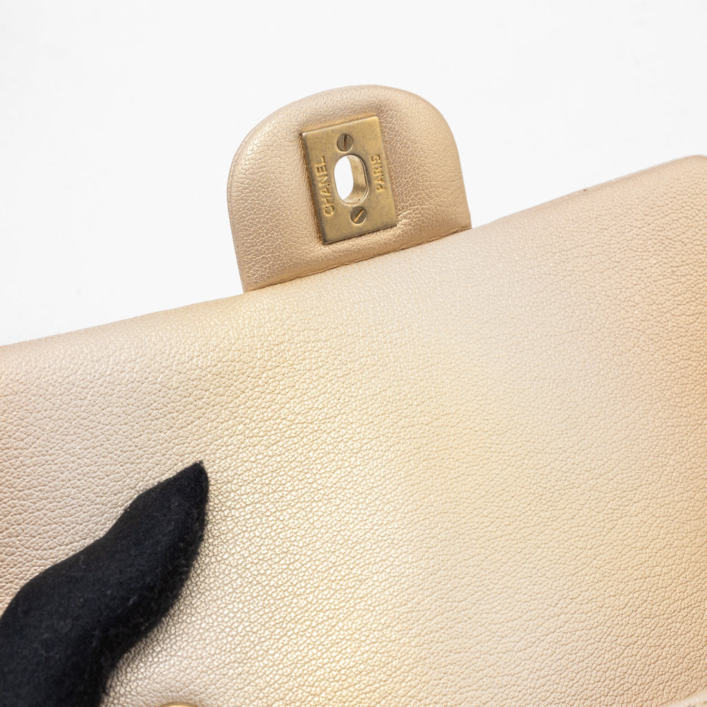 CHANEL 22C MINI RECTANGULAR FLAP BAG GOATSKIN OMBRÉ BEIGE BRUSHED GHW (MICROCHIP)