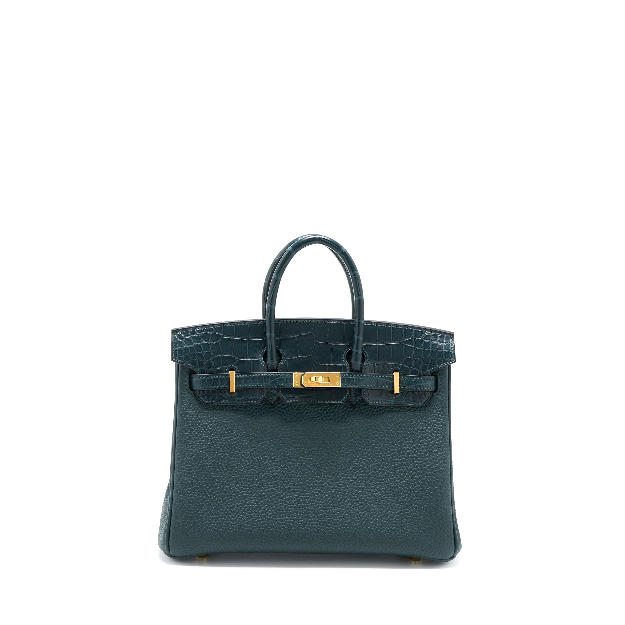 HERME BIRKIN 25 TOUCH TOGO/ALLIGATOR MISSISSIPPIENSIS VERT CYPRES GHW