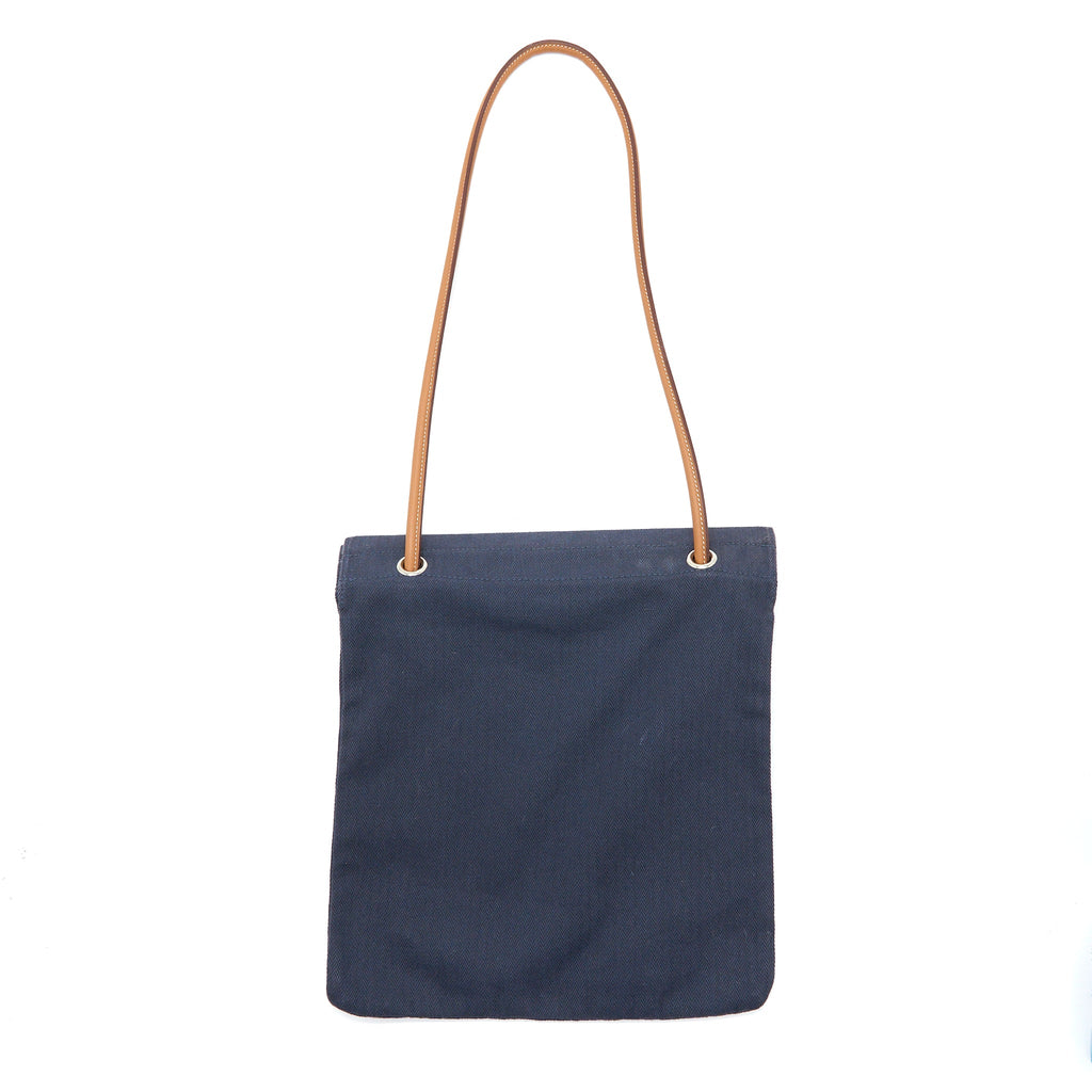 HERMES ALINE GROOMING BAG CANVAS/LEATHER NAVY/RED SHW
