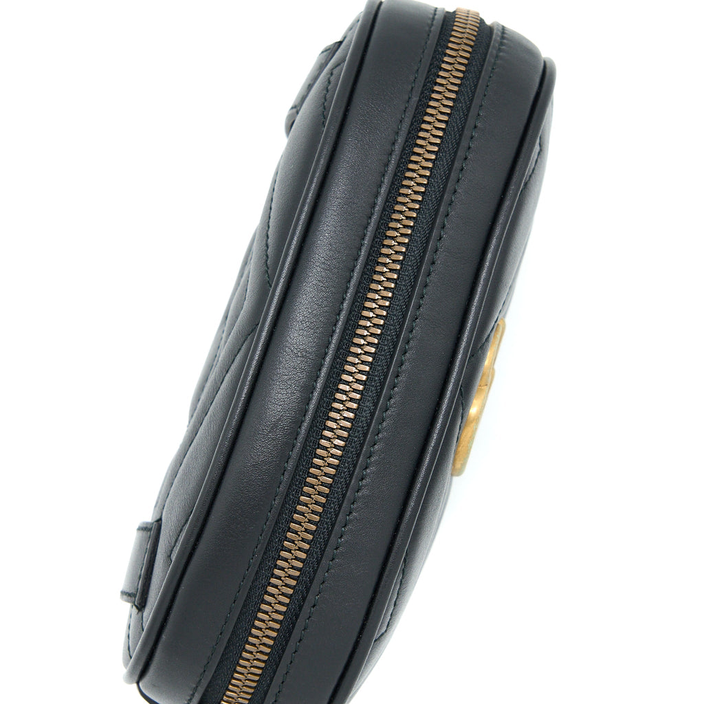 GUCCI MARMONT ROUND BELT BAG BLACK GHW