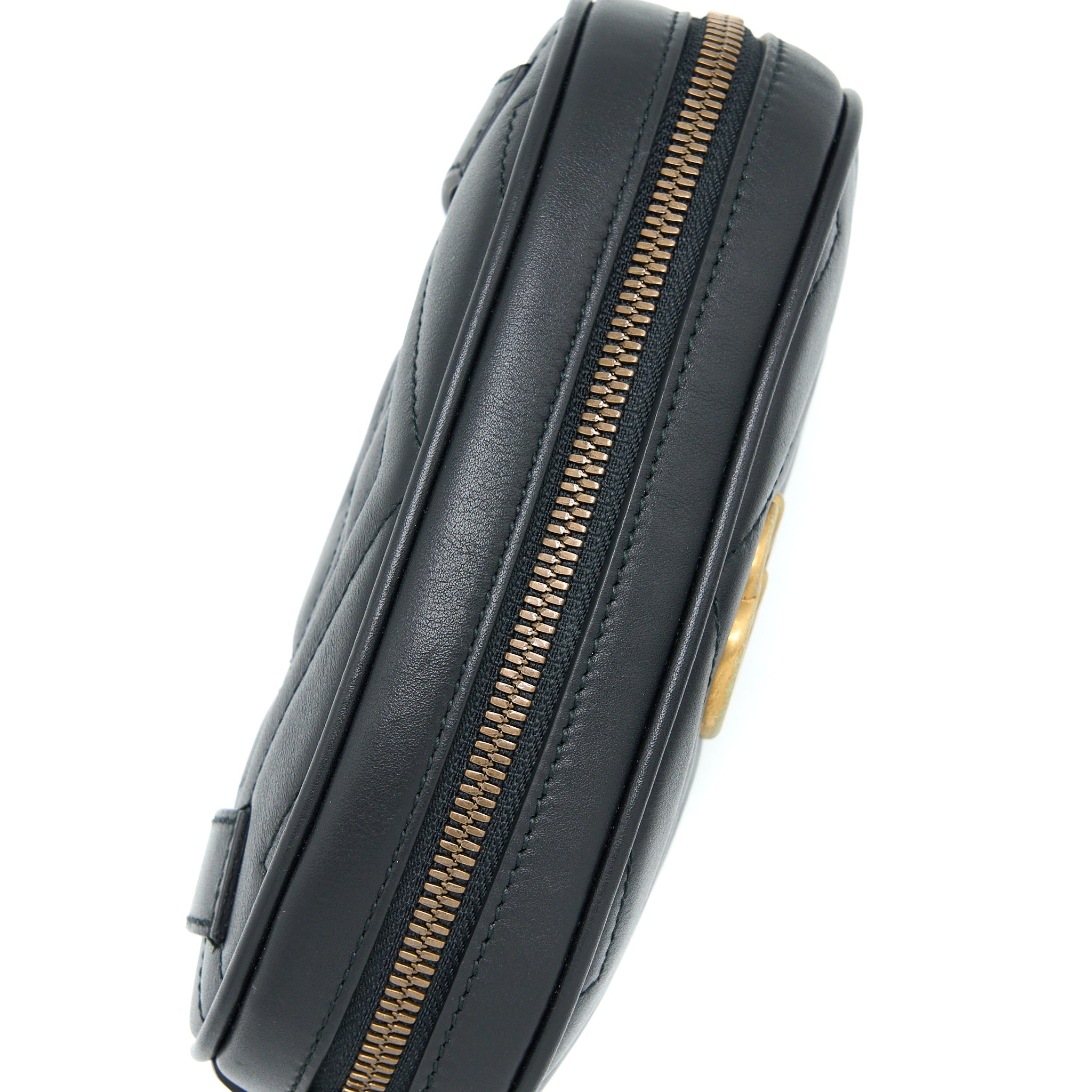 GUCCI MARMONT ROUND BELT BAG BLACK GHW