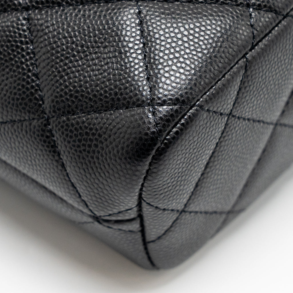 CHANEL 25C DETAIL CC LOGO QUILTED HOBO BAG CAVIAR BLACK LGHW (MICROCHIP)