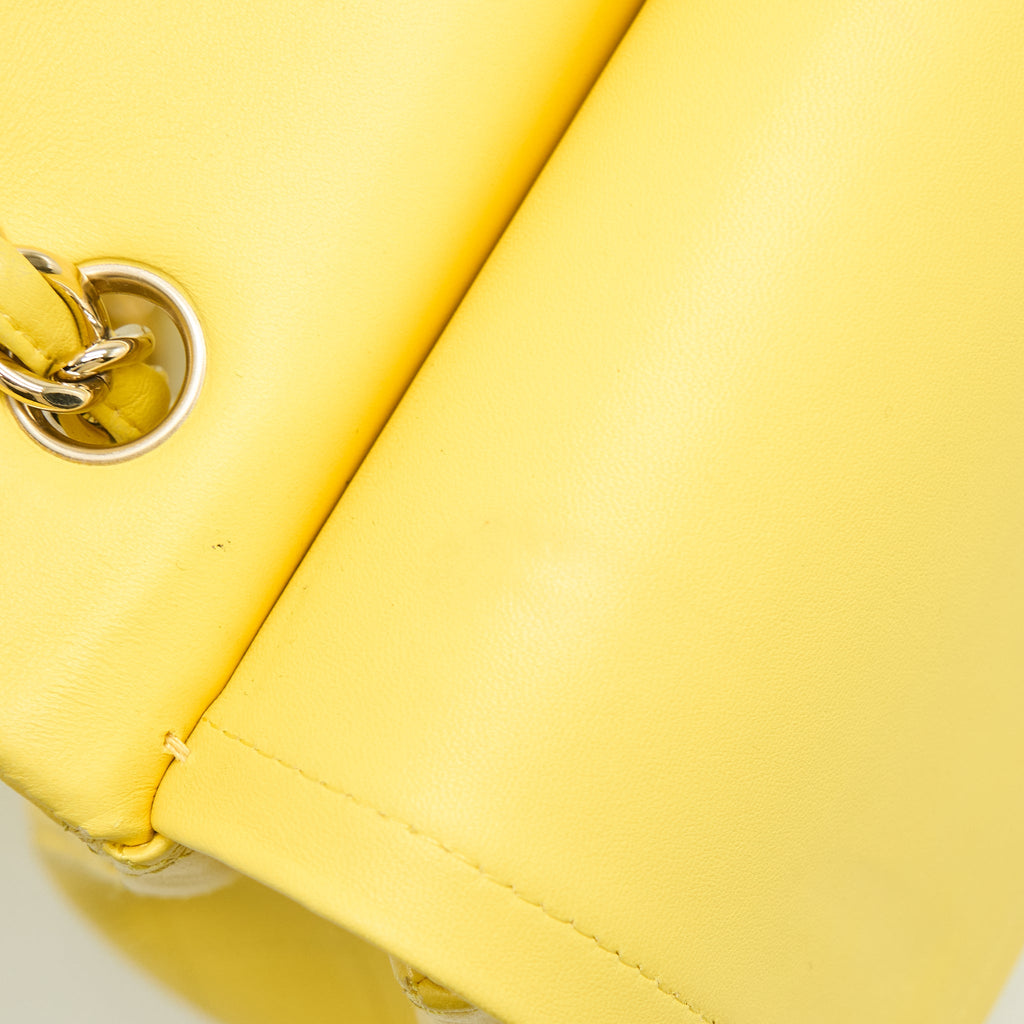 CHANEL MAXI CLASSIC DOUBLE FLAP BAG LAMBSKIN YELLOW LGHW