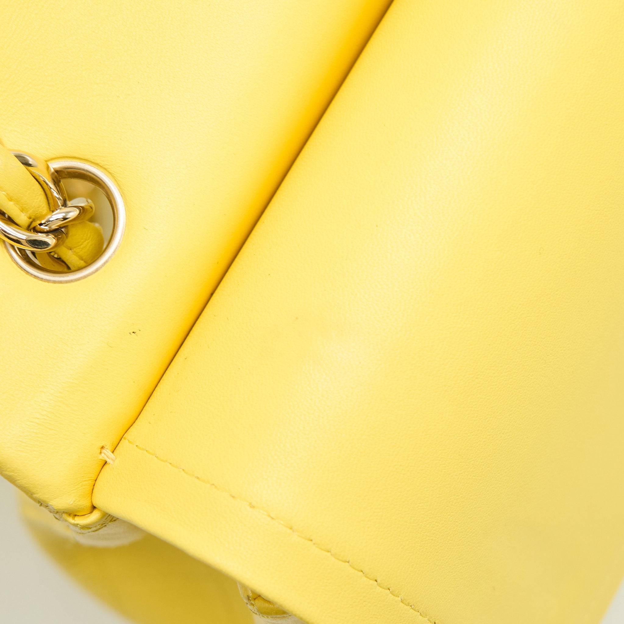 CHANEL MAXI CLASSIC DOUBLE FLAP BAG LAMBSKIN YELLOW LGHW