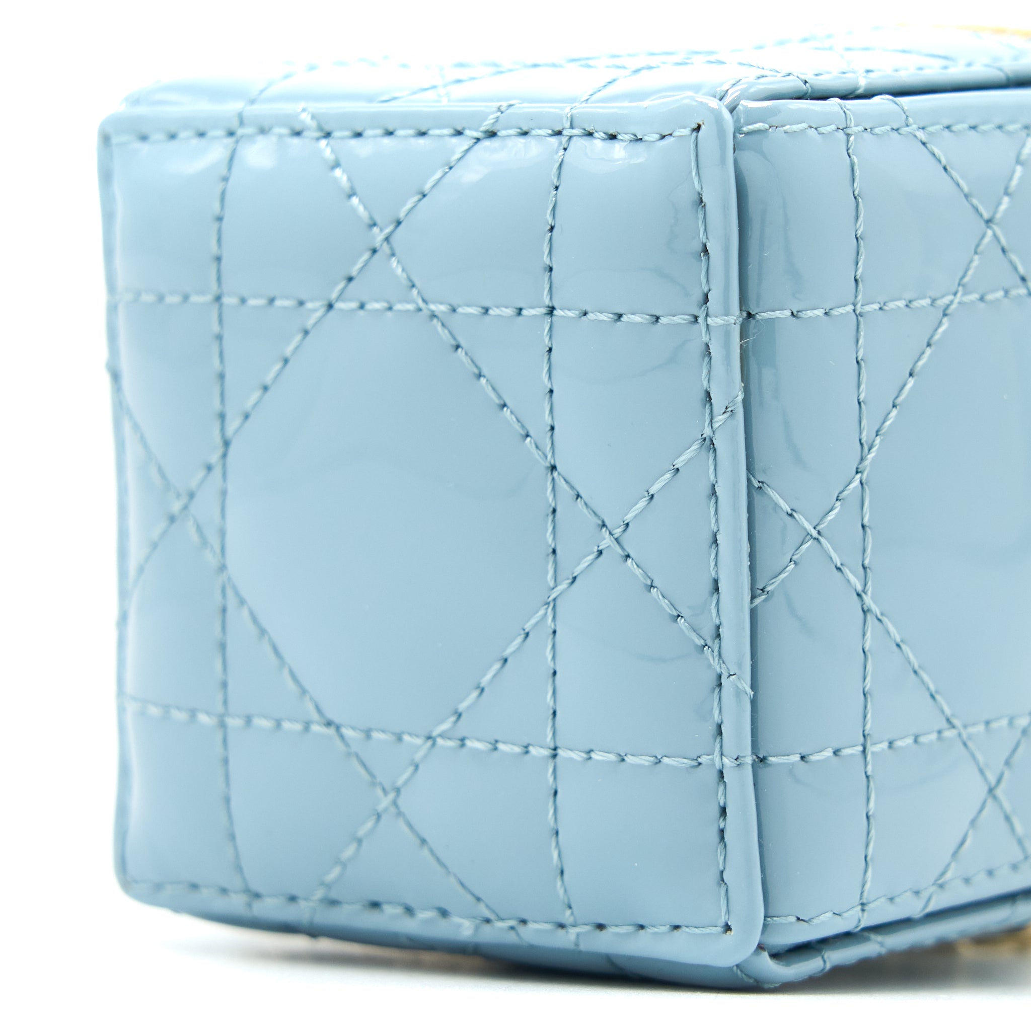 DIOR SQUARE COIN PURSE PATENT BLUE LGHW