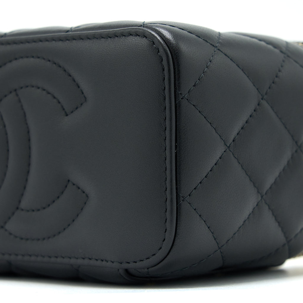 CHANEL PEARL CRUSH LONG VANITY LAMBSKIN BLACK BRUSHED GHW(MICROCHIP)