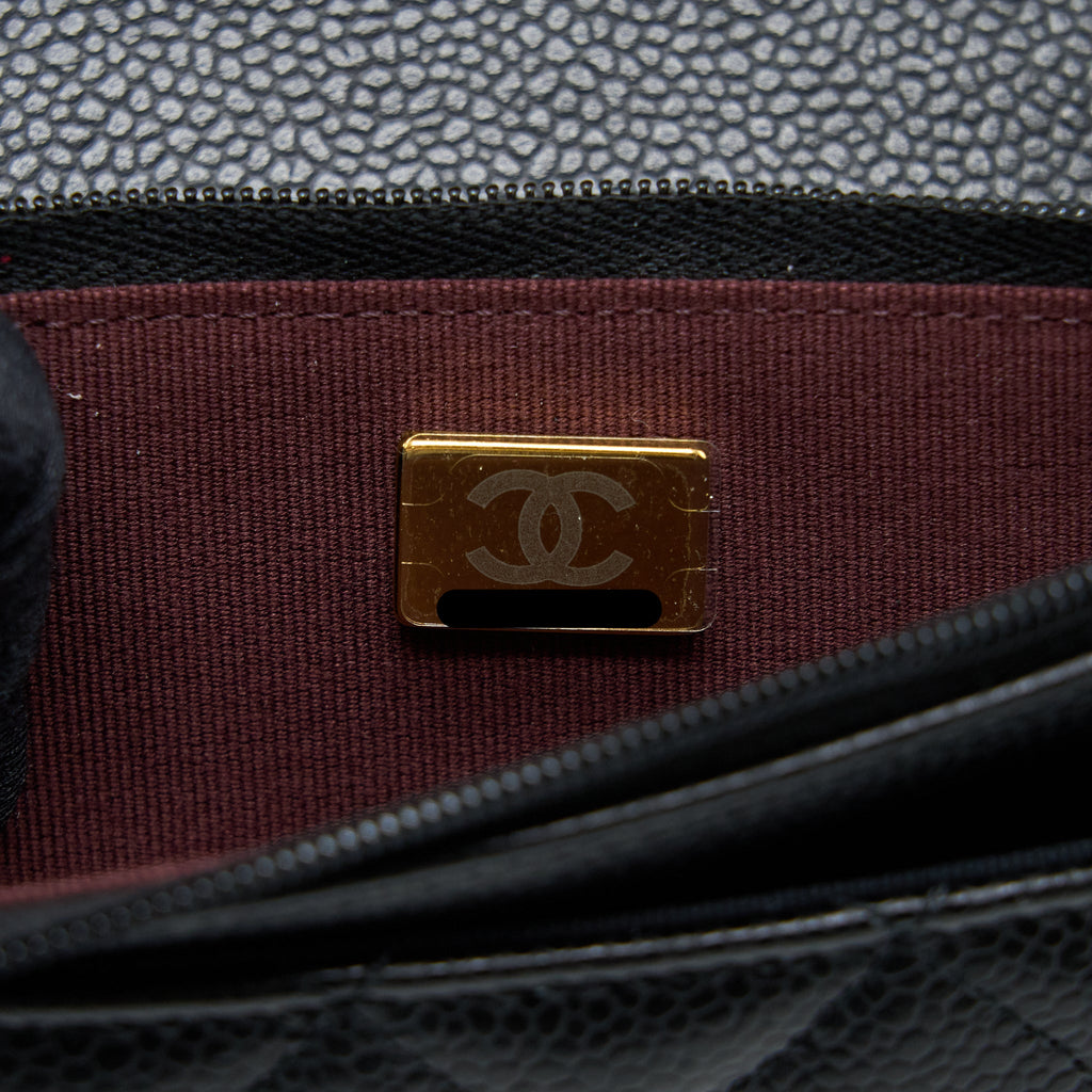 CHANEL CLASSIC WALLET ON CHAIN CAVIAR BLACK GHW (MICROCHIP)