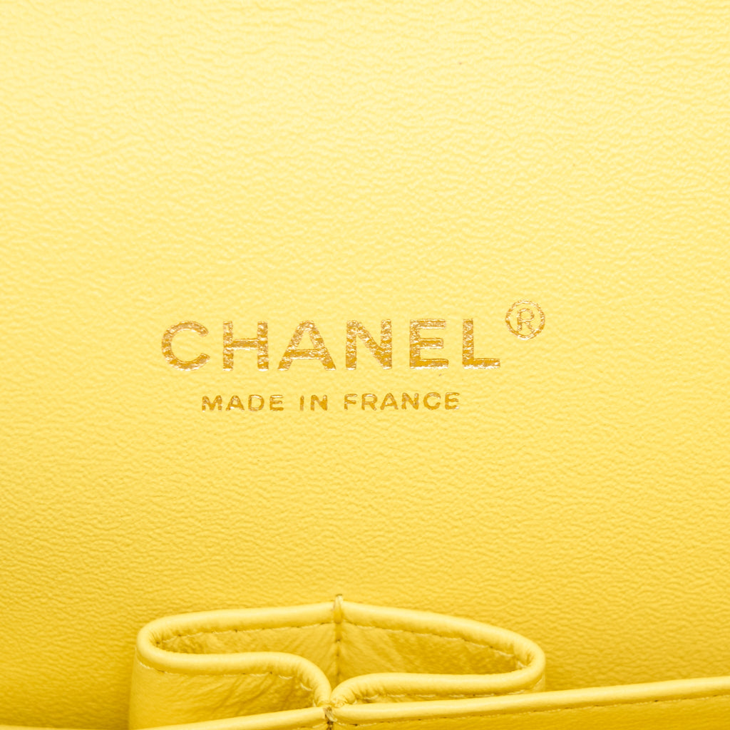 CHANEL MAXI CLASSIC DOUBLE FLAP BAG LAMBSKIN YELLOW LGHW