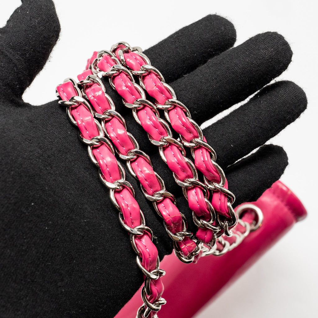 CHANEL SMALL VINYL FLAP BAG WITH CHAIN LEATHER HOT PINK SHW