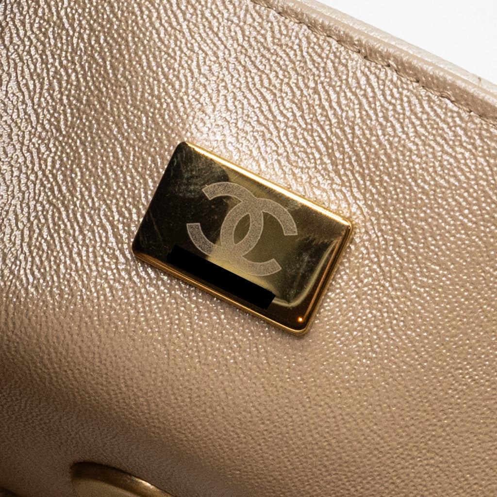 CHANEL 22C MINI RECTANGULAR FLAP BAG GOATSKIN OMBRÉ BEIGE BRUSHED GHW (MICROCHIP)