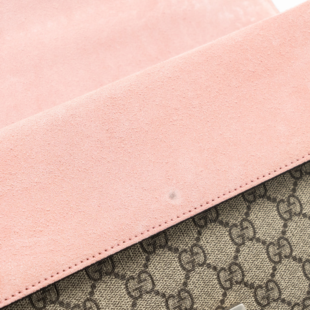 GUCCI DIONYSUS SHOULDER BAG GG SUPREME CANVAS/SUEDE PINK/BROWN LIMITED EDITION SHW