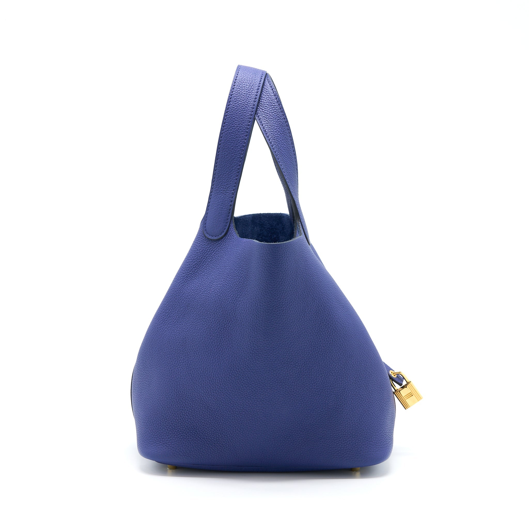 HERMES PICOTIN 22 LOCK BAG TAURILLON MAURICE BLUE SAPHIR GHW