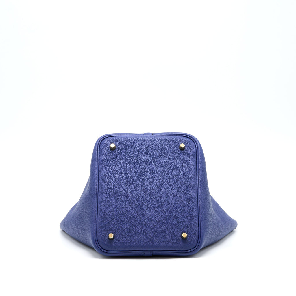 HERMES PICOTIN 22 LOCK BAG TAURILLON MAURICE BLUE SAPHIR GHW