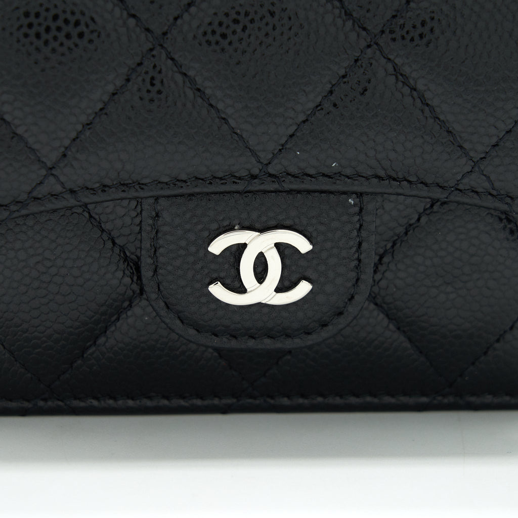 CHANEL CARD HOLDER WITH CHAIN BLACK CAVIAR SHW