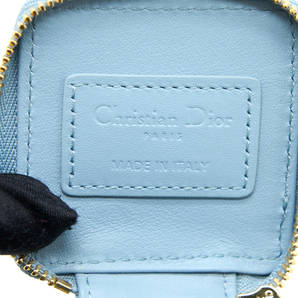 DIOR SQUARE COIN PURSE PATENT BLUE LGHW