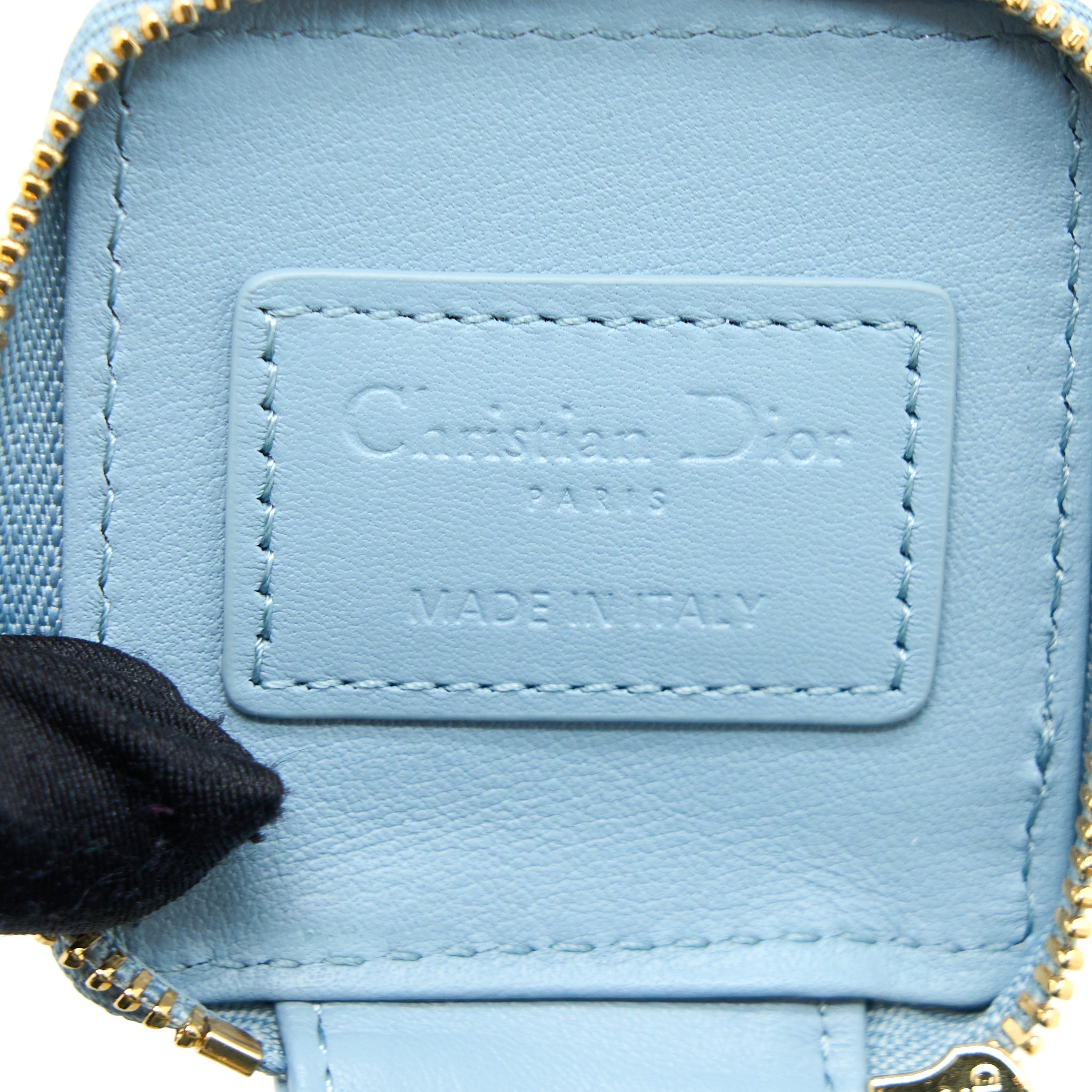 DIOR SQUARE COIN PURSE PATENT BLUE LGHW