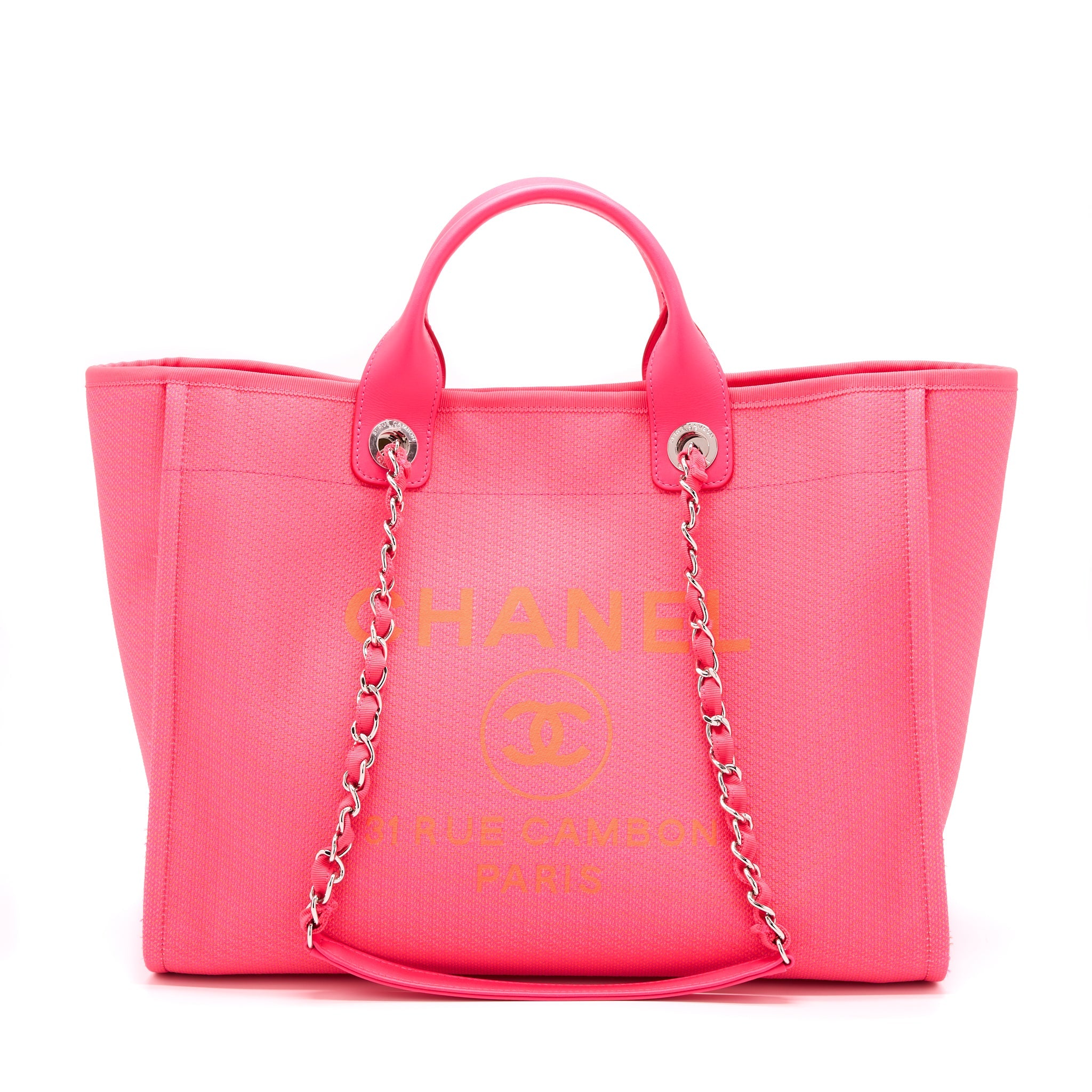 CHANEL DEAUVILLE TOTE BAG HOT PINK SHW