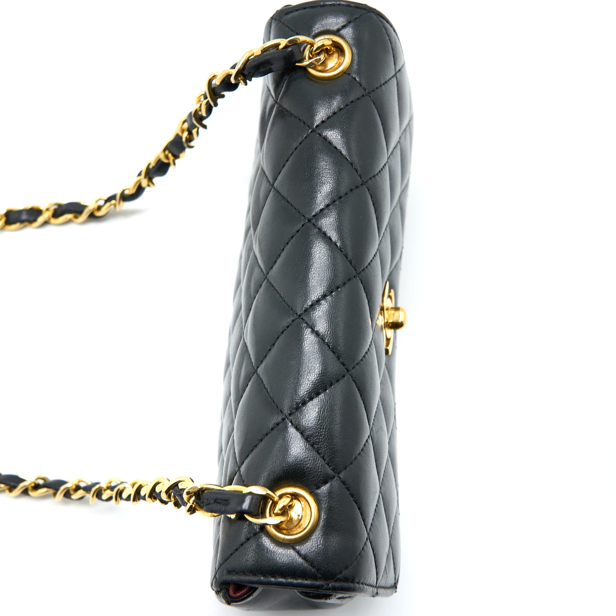 CHANEL VINTAGE MINI FLAP BAG LAMBSKIN BLACK GHW