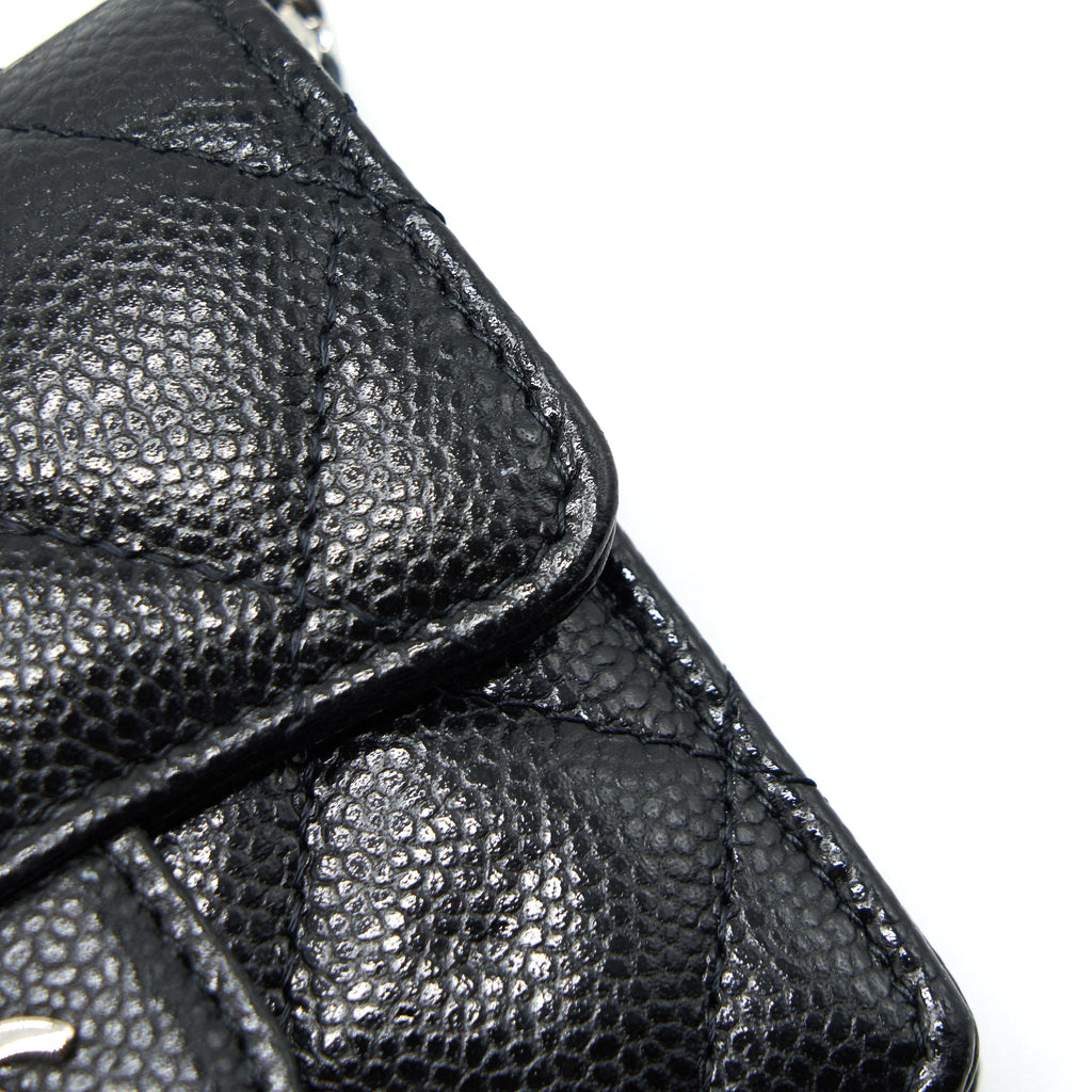 CHANEL CARD HOLDER WITH CHAIN BLACK CAVIAR SHW