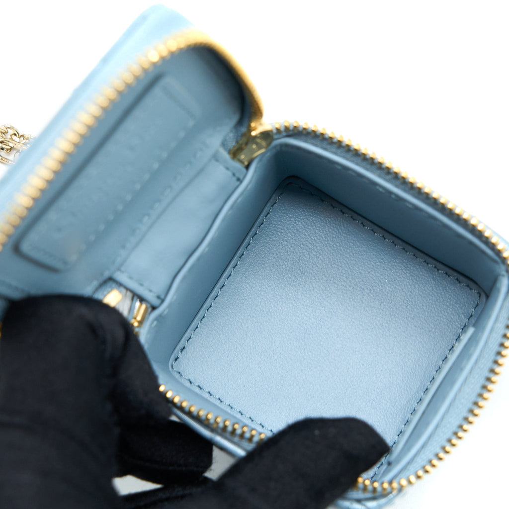 DIOR SQUARE COIN PURSE PATENT BLUE LGHW