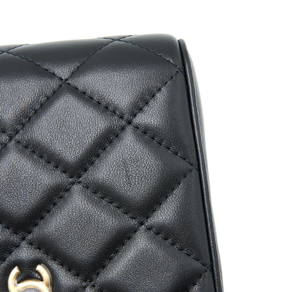 CHANEL PEARL CRUSH LONG VANITY LAMBSKIN BLACK BRUSHED GHW(MICROCHIP)