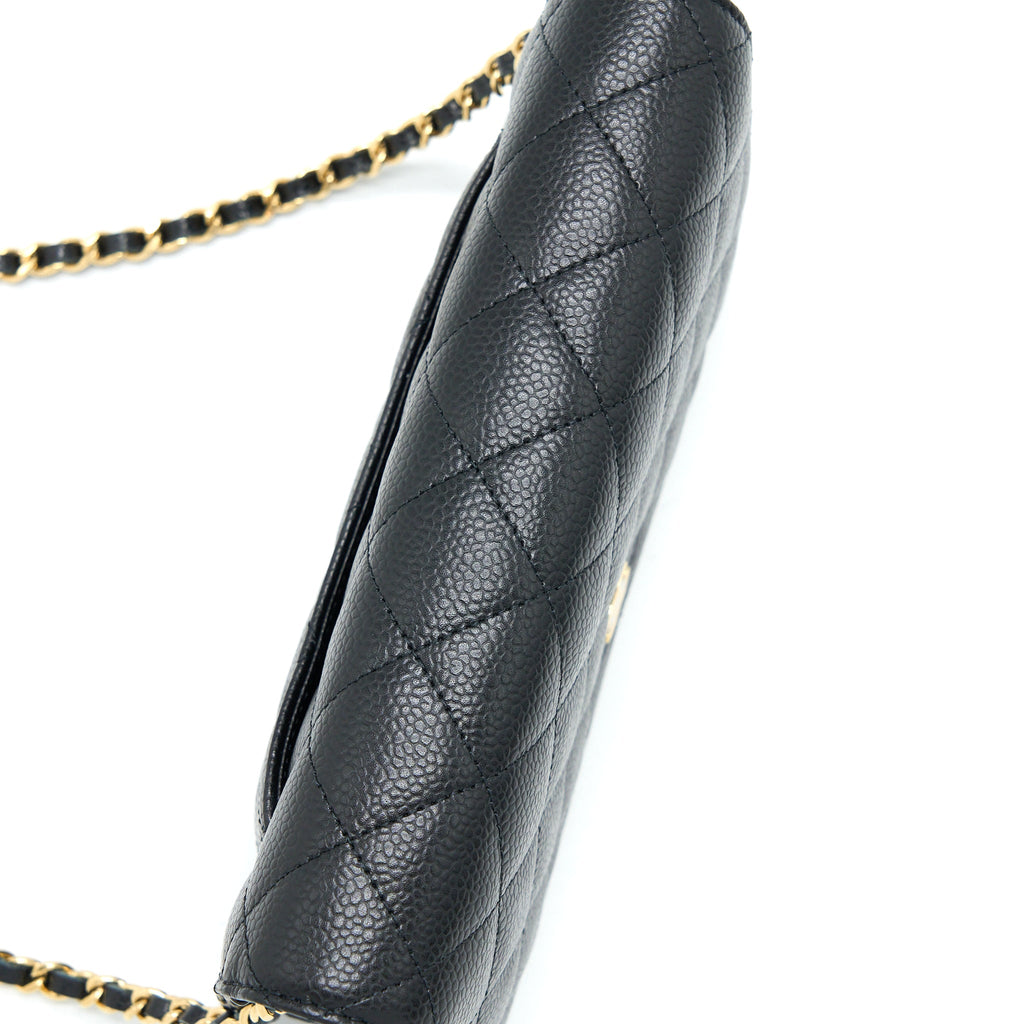 CHANEL CLASSIC WALLET ON CHAIN CAVIAR BLACK GHW (MICROCHIP)