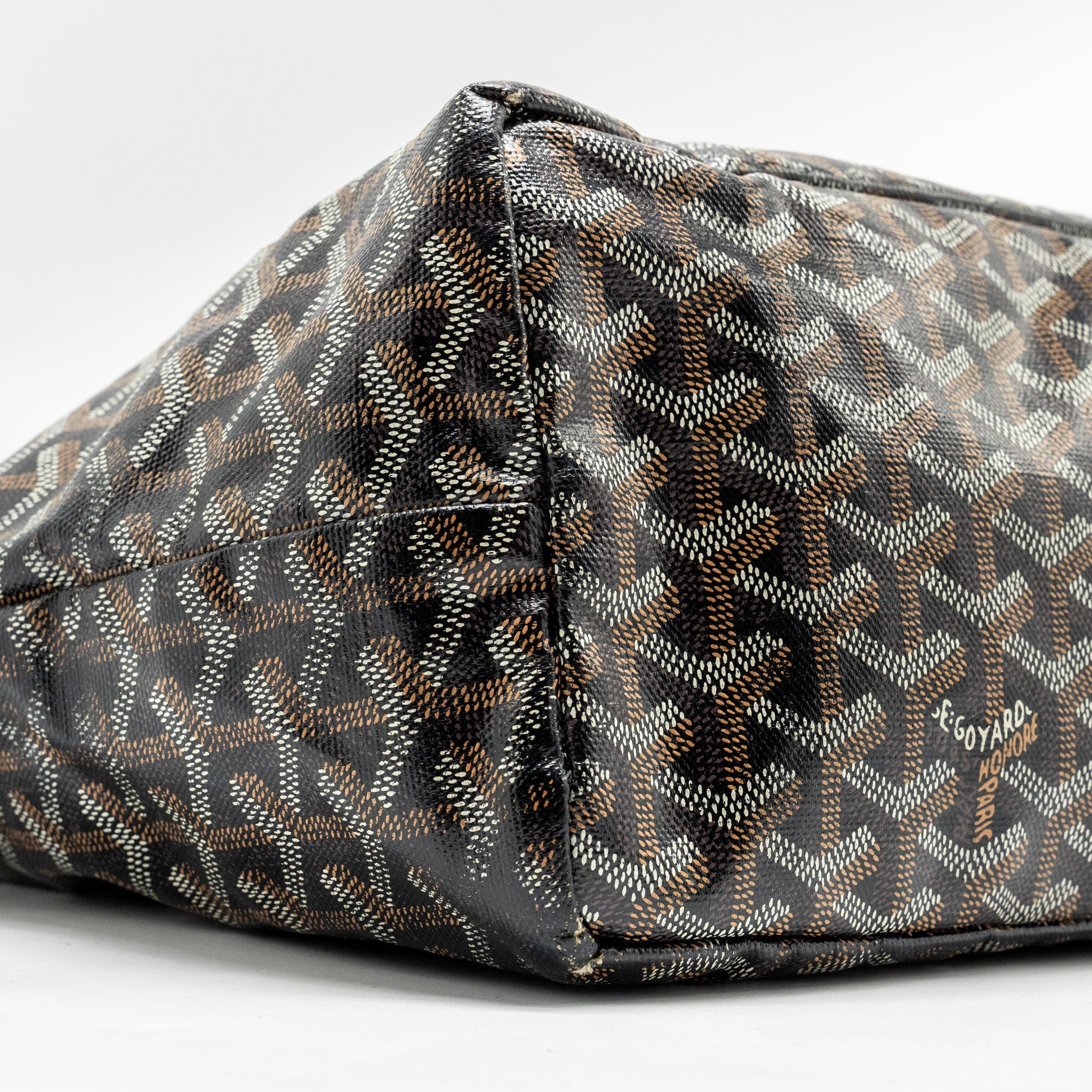 GOYARD SAINT LOUIS PM TOTE BAG GOYARDINE CANVAS / CALFSKIN BLACK SHW