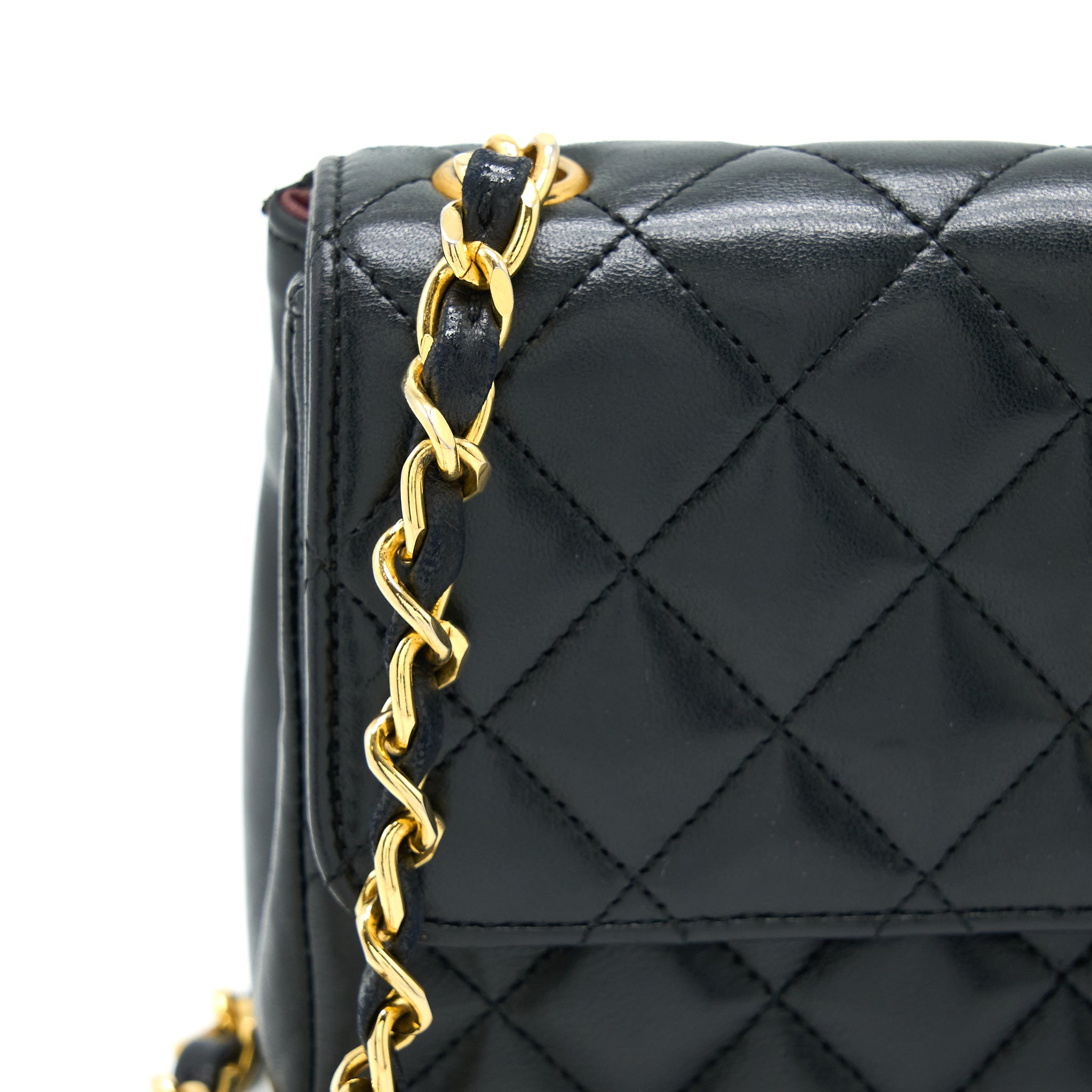CHANEL VINTAGE MINI FLAP BAG LAMBSKIN BLACK GHW