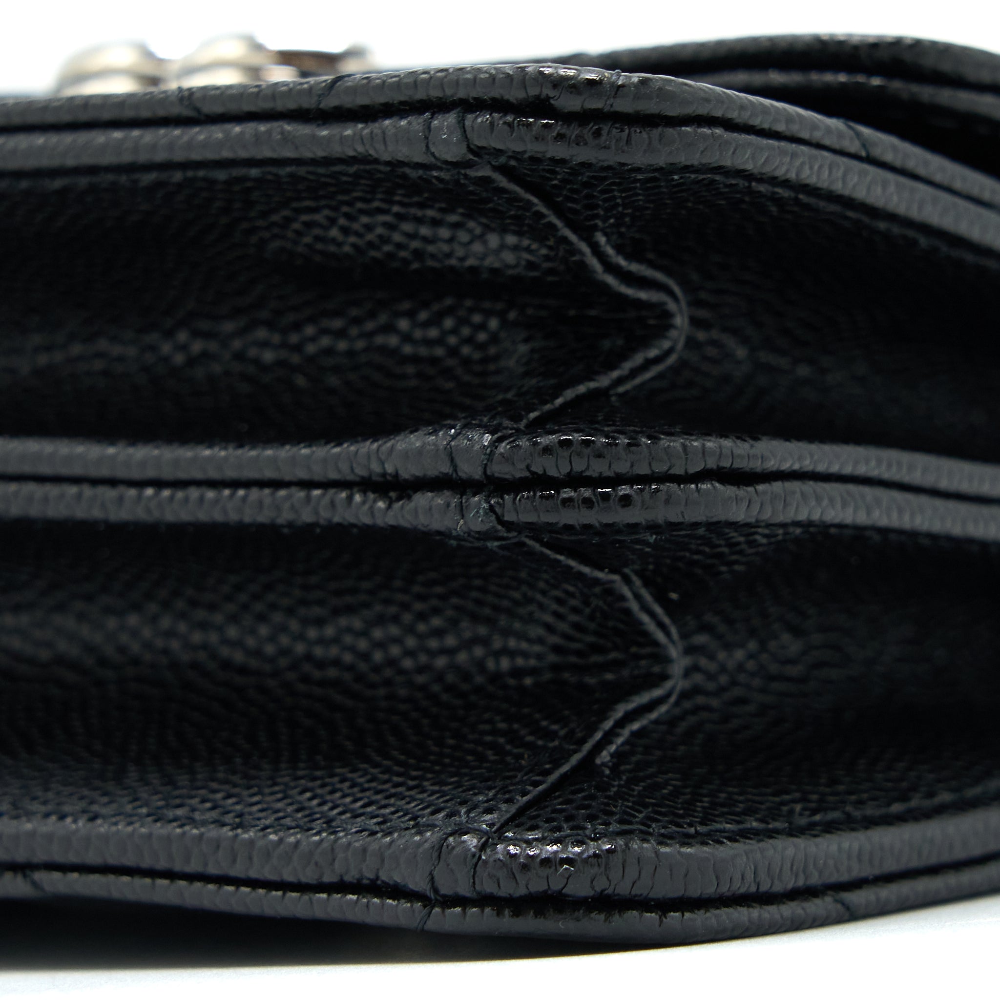 CHANEL DETAILED TOP HANDLE MINI FLAP BAG WITH CHAIN CAVIAR BLACK SHW