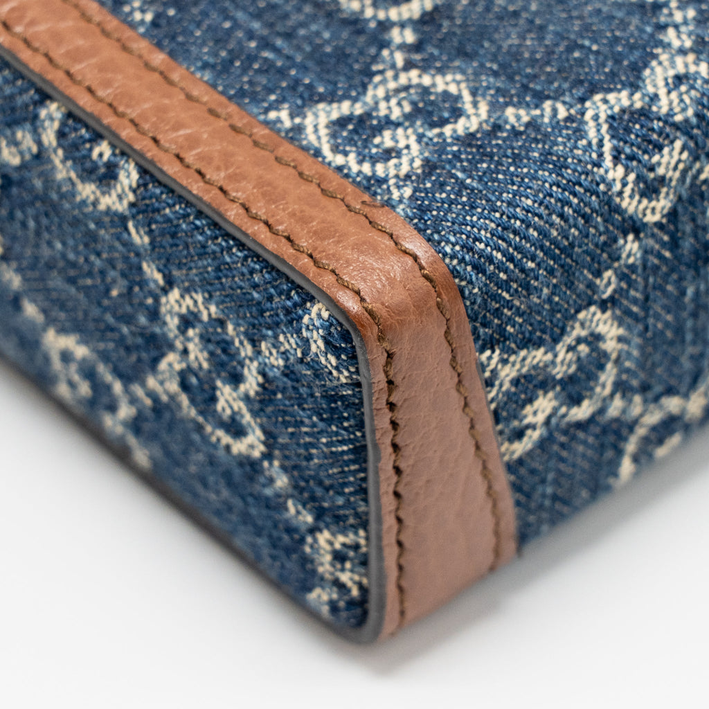 GUCCI HORSEBIT 1955 MINI BAG DENIM/CALFSKIN BLUE/BROWN GHW