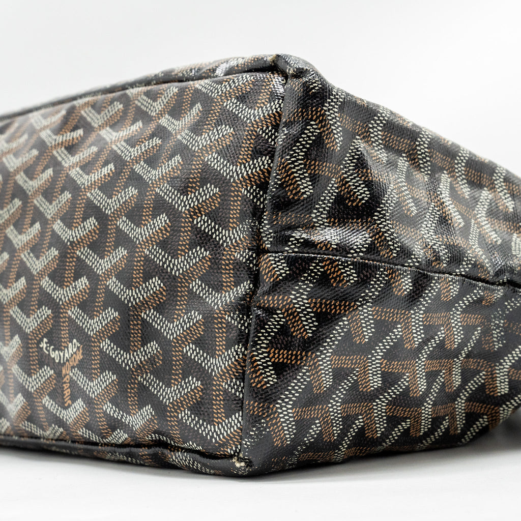 GOYARD SAINT LOUIS PM TOTE BAG GOYARDINE CANVAS / CALFSKIN BLACK SHW