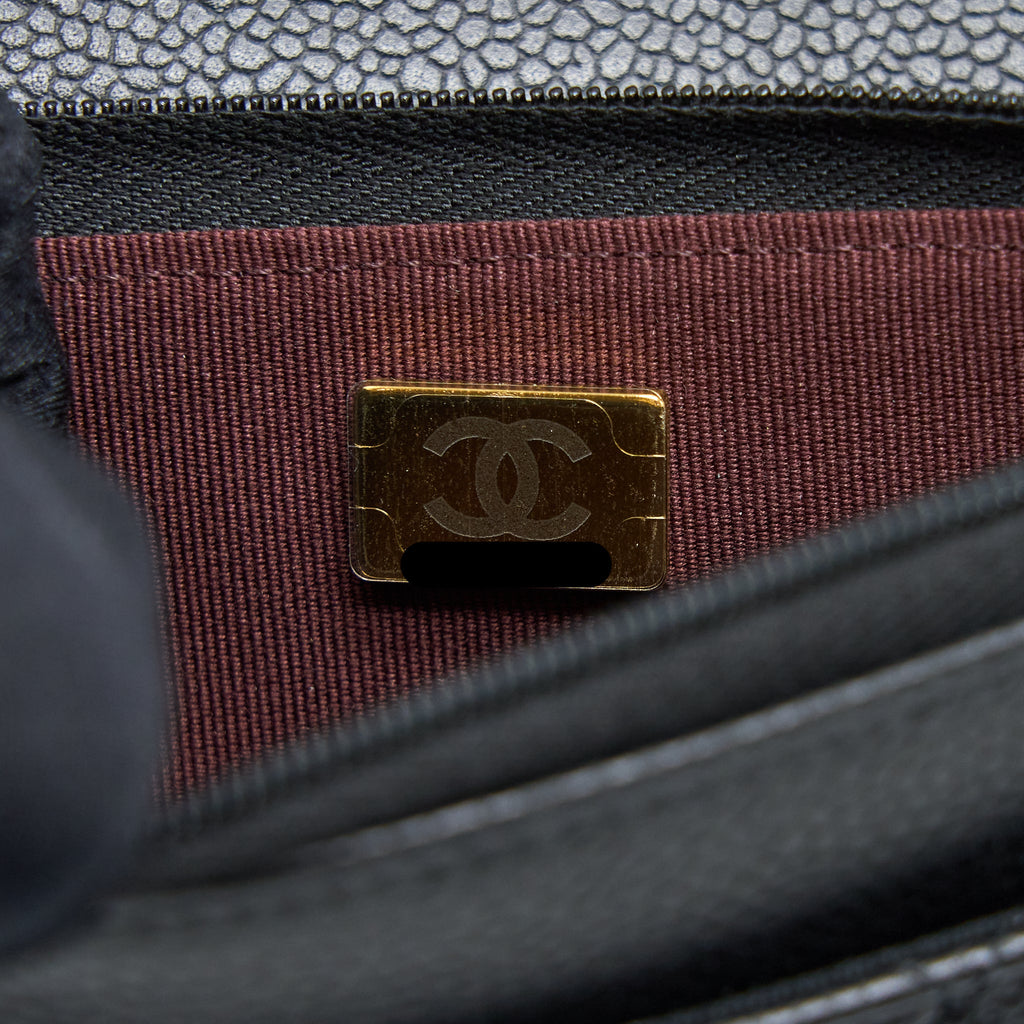 CHANEL CLASSIC WALLET ON CHAIN CAVIAR BLACK GHW (MICROCHIP)