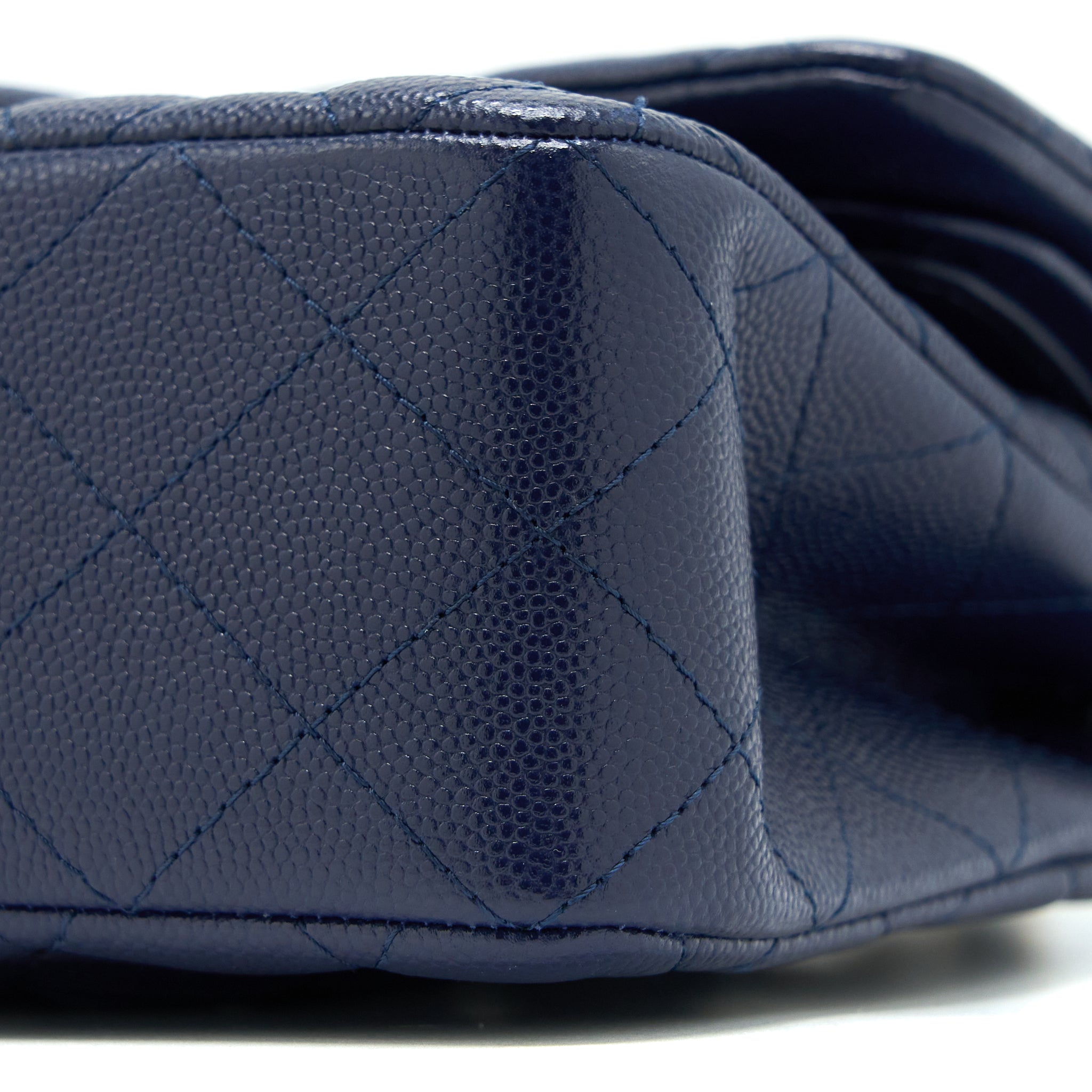 CHANEL SMALL CLASSIC DOUBLE FLAP BAG CAVIAR DARK BLUE LGHW