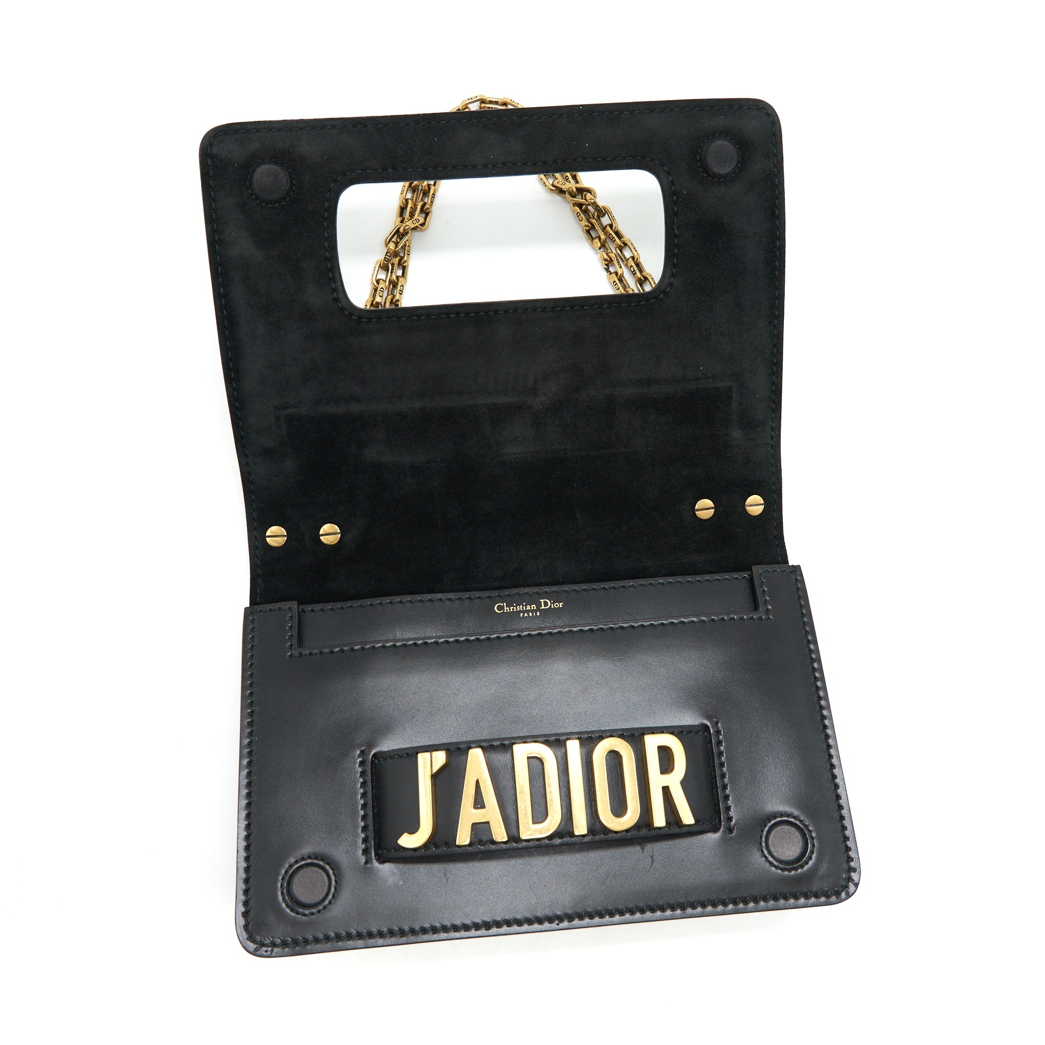 DIOR JADIOR FLAP BAG / CLUTCH WITH CHAIN BLACK GHW