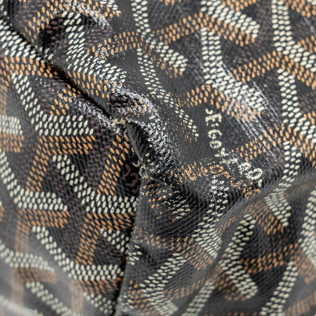 GOYARD SAINT LOUIS PM TOTE BAG GOYARDINE CANVAS / CALFSKIN BLACK SHW